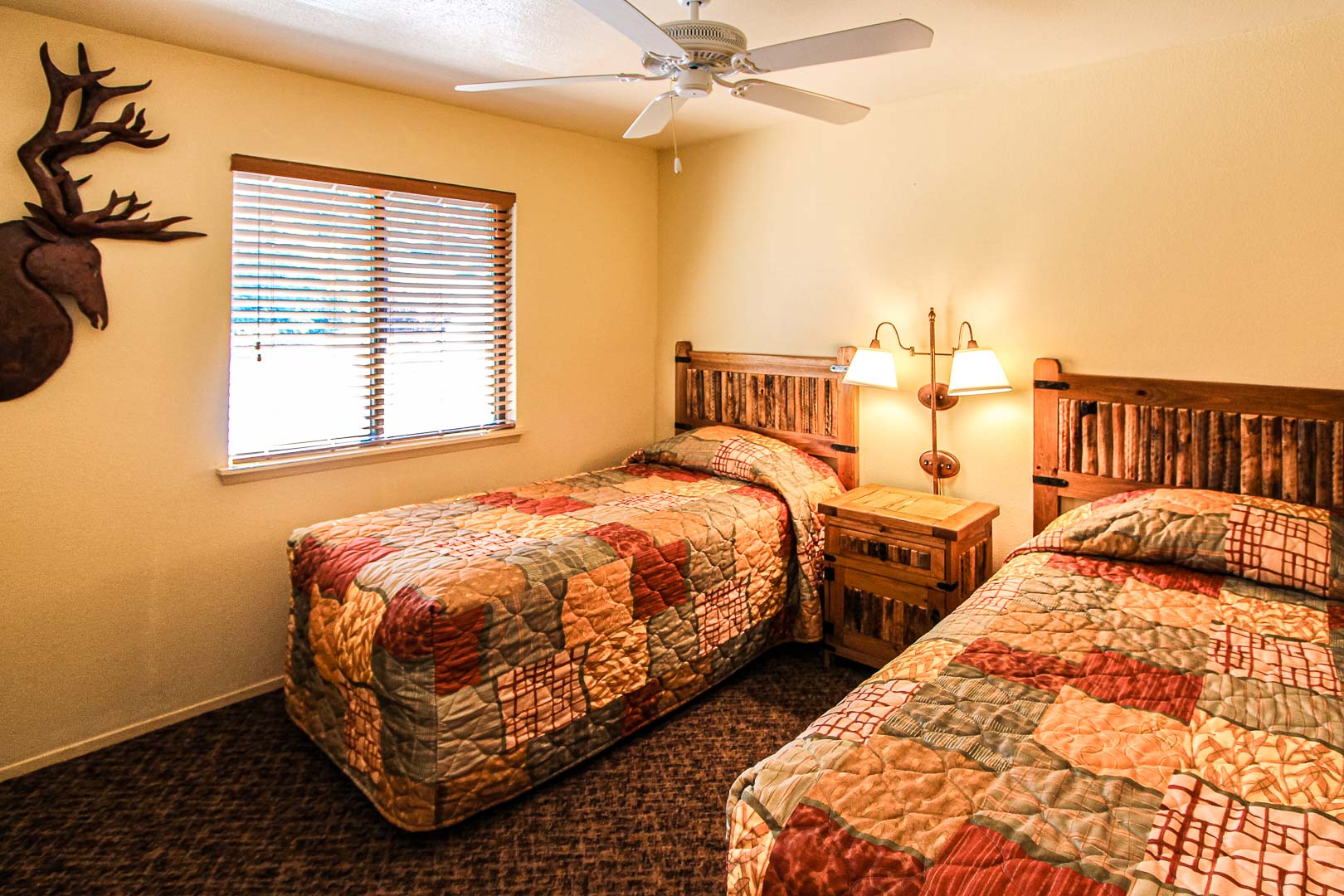 A standard two bedroom unit with double beds at VRI's Crown Point Condominiums in New Mexico.